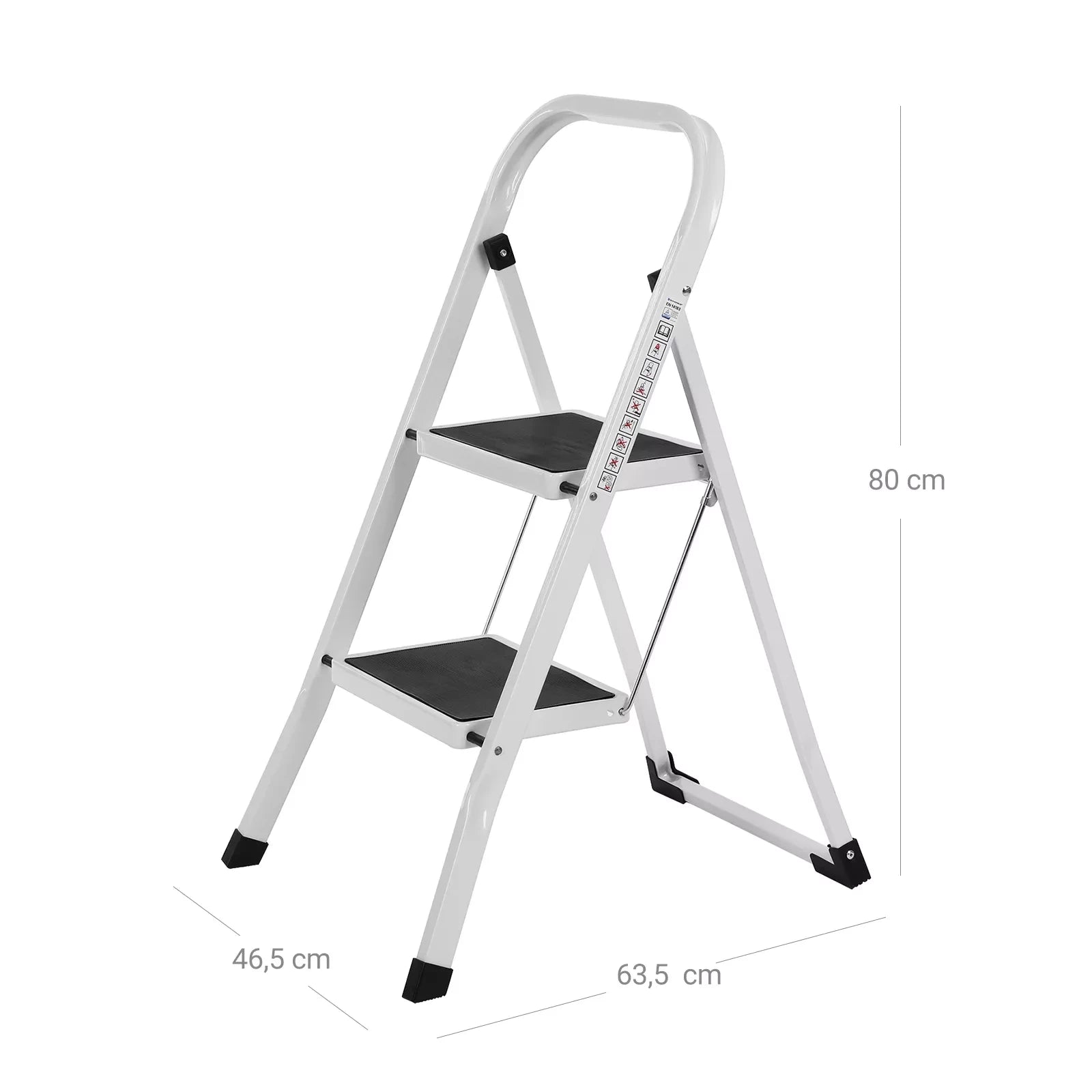 In En OutdoorMatch Huishoudtrap Cade - Keukentrap Opvouwbaar - Zilver - Antislip - 90cm - 150kg Ladder