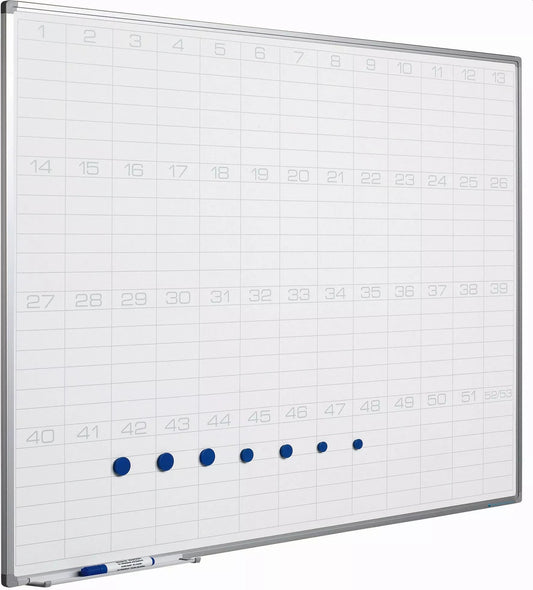 Whiteboard PRO Calderon - Emaille staal - Weekplanner - Maandplanner - Jaarplanner - Magnetisch - Wit - 60x90cm Planbord